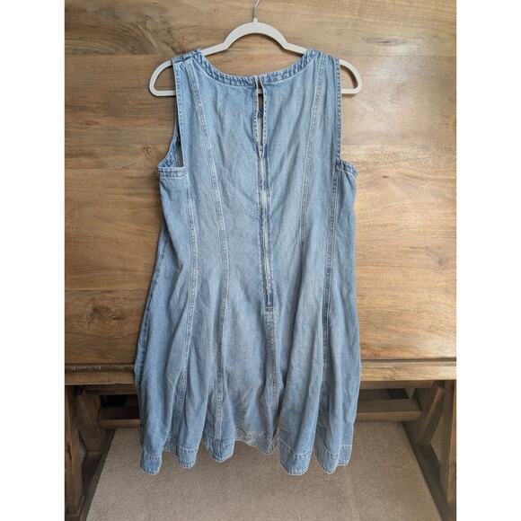 Madewell Circle Mini Dress Womens XL Blue Airy Denim Edition Sleeveless Back Zip - Picture 2 of 5
